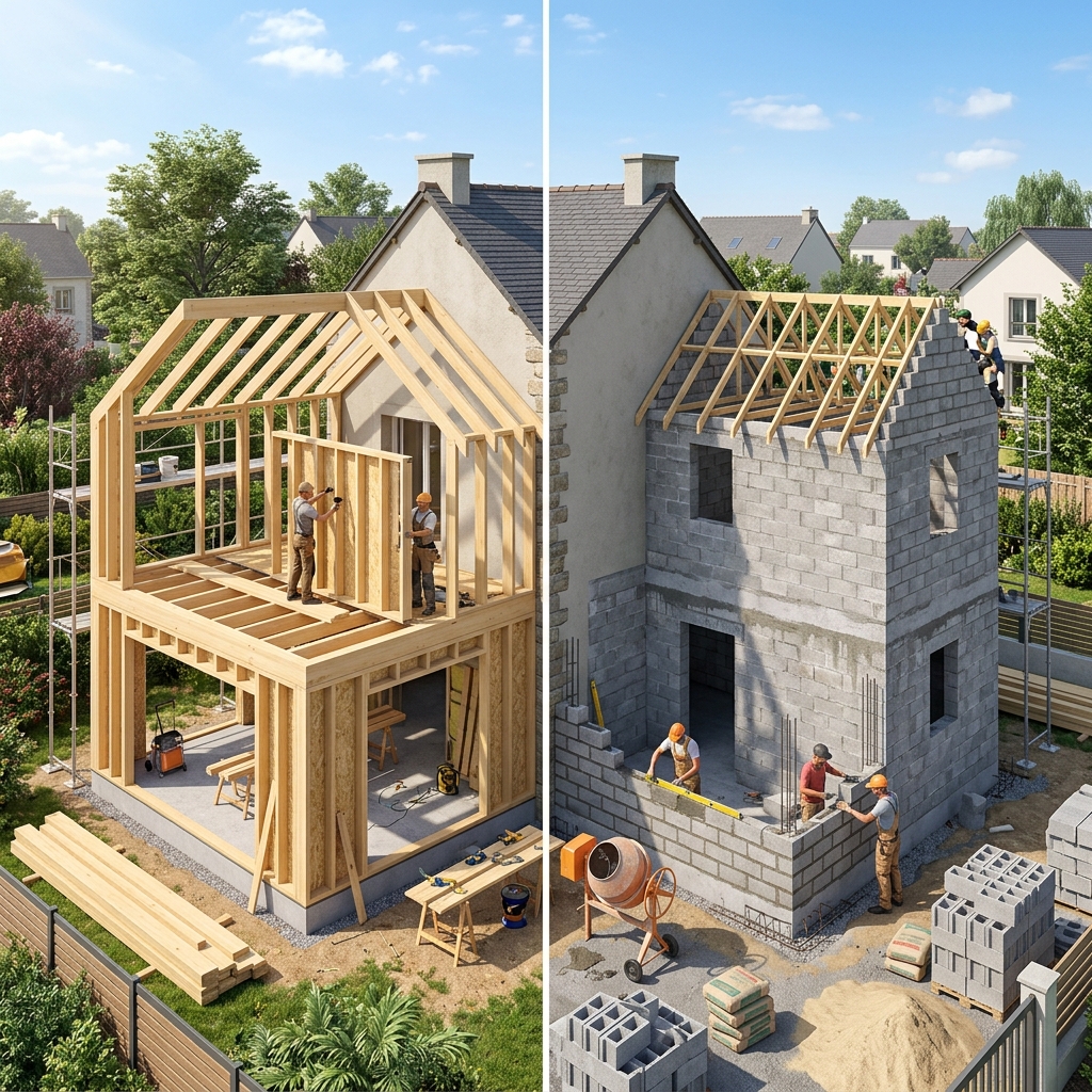 Extension Ossature Bois vs Maçonnerie : Que Choisir ?